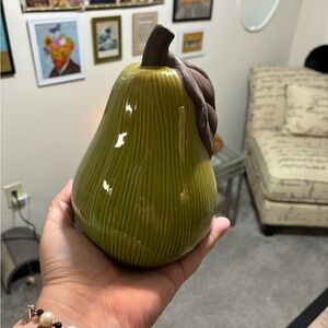 Source Unknown Green and Brown Ceramic Pear Decor